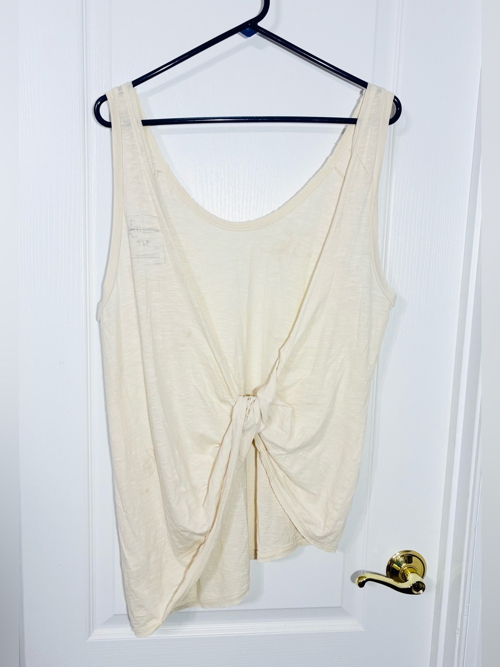 We The Free Made In USA Open Twist Back Asymmetric Hemline Tank Top Ivory Small